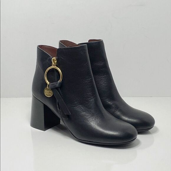 See by Chloé Louise Block-Heel Leather Ankle Boots size 36 - Picture 8 of 14